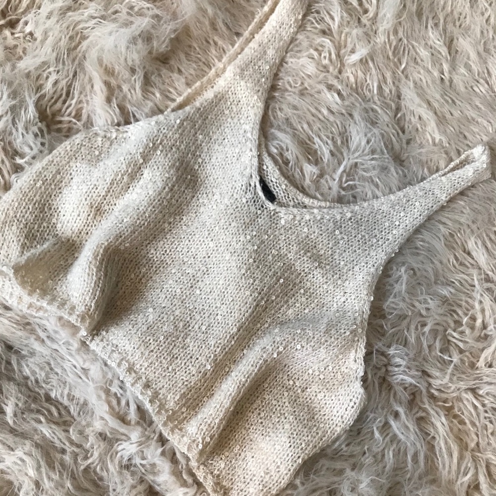 Sparkle and fade knit crop top
